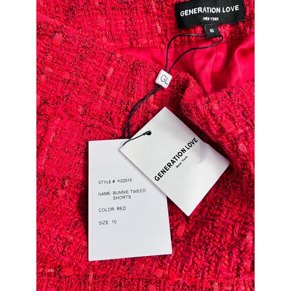 GENERATION LOVE Bunnie Tweed Shorts in Red Sz 10 NWT - Picture 4 of 9